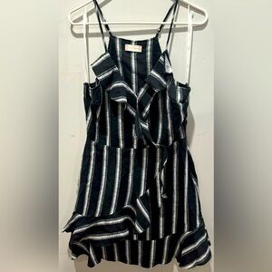 Altar’d State Black and Cream stripped ruffle dress.